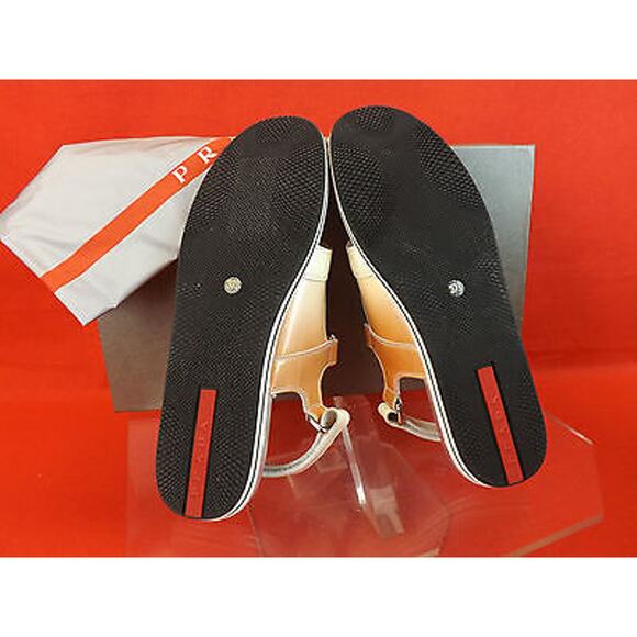 PRADA PATENT OMBRE LEATHER FLATS TWO TONES GLADIATOR LOGO THONG SANDALS 37.5 - Picture 7 of 12